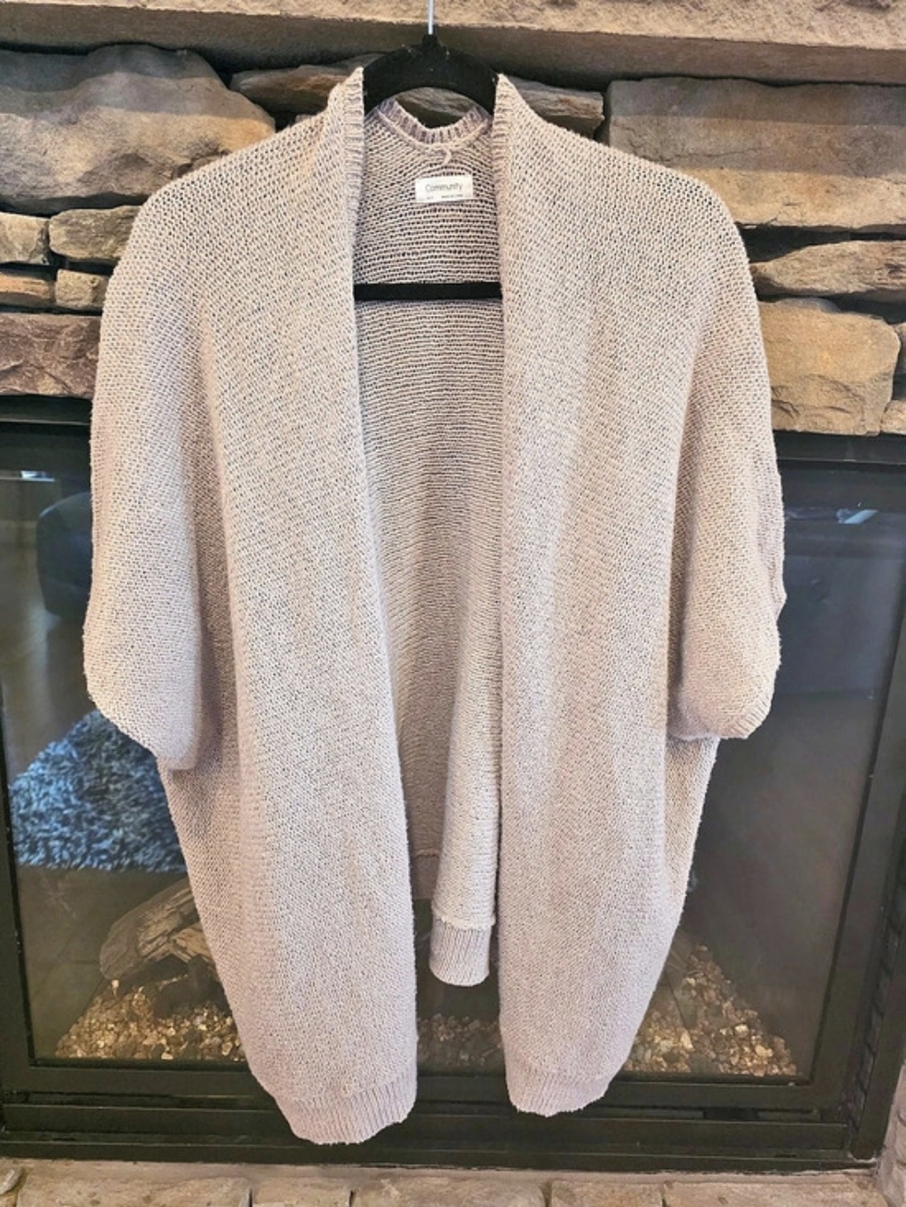 Community Open Front Knit Cardigan/cape in Beige Size XS/S